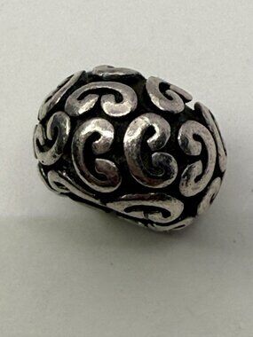Pandora Sterling Silver Oxidized Scroll Swirl Charm Retired Threaded